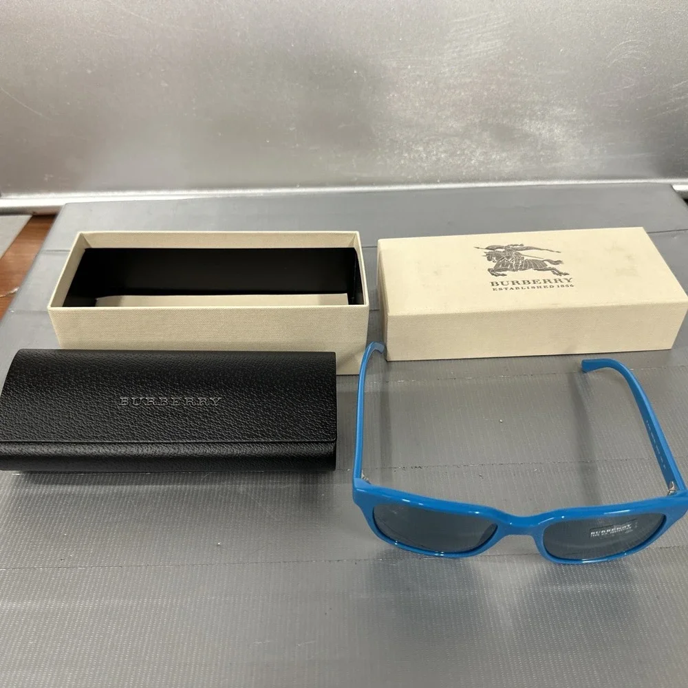 BURBERRY B 4140 Sunglasses 3390/80 55-18 140 2N Teal Blue Square Rectangular
